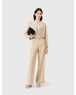 Maje Linen Blend Suit Pants - Natural