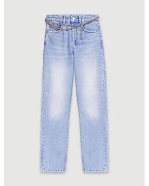 Maje Straight Jeans With Jewellery Belt - Blue