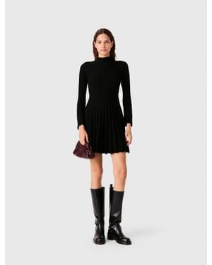 Maje High-Neck Short Skater Dress - Black