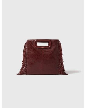Maje Crackled Leather M Bag - Red