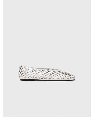 Maje Perforated Leather Ballet Flats - White