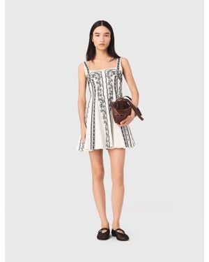 Maje Short Embroidered Strap Dress - White