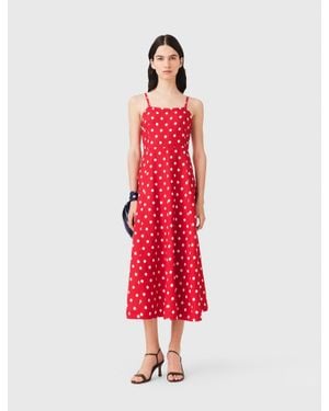 Maje Backless Linen-Blend Maxi Dress - Red