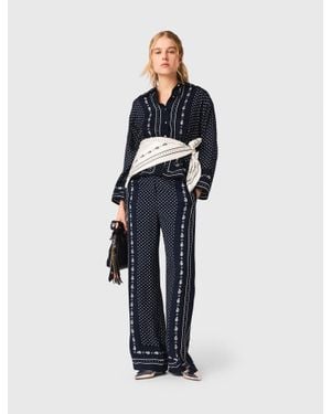 Maje Printed Fluid Trousers - Blue