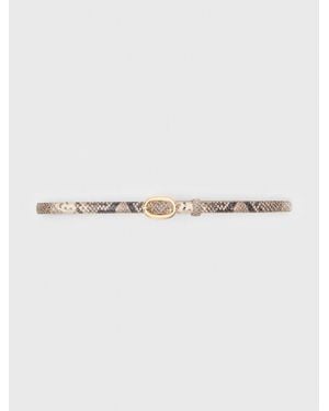 Maje Slim Python-Effect Leather Belt - Natural