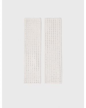 Maje Wool And Rhinestone Mittens - White