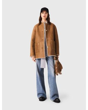 Maje Reversible Leather Coat - Blue