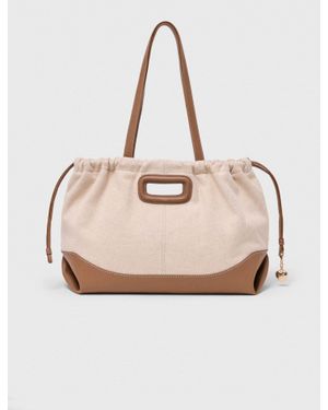 Maje Milpli Canvas-Leder-Tragetasche - Natur
