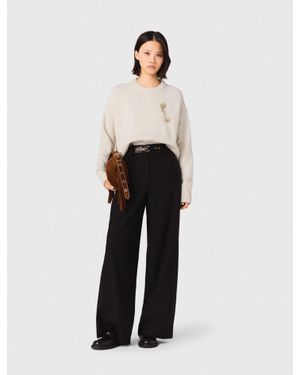 Maje Wide-Leg Suit Trousers - White