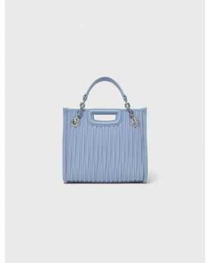 Maje Mini Quilted Leather Tote Bag - Blue