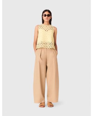 Maje Crochet Rhinestone Top - Natural