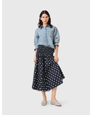 Maje Long Cotton Skirt - Blue