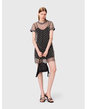 Maje Short Embroidered Tulle Dress - White