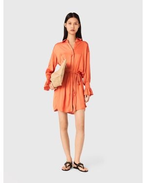 Maje Short Satin Dress - Orange