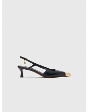 Maje Smooth Leather Slingback Court Shoes - White