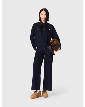 Maje Denim Shirt With Pussy Bow - Blue