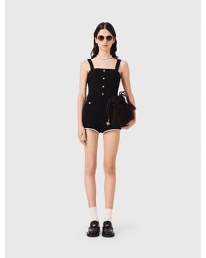 Maje Tweed Playsuit - Black