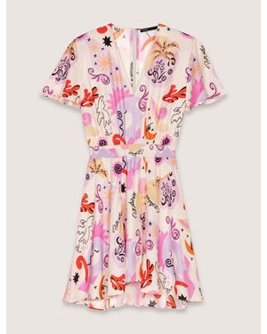 Maje Bedrucktes Seidenkleid - Pink