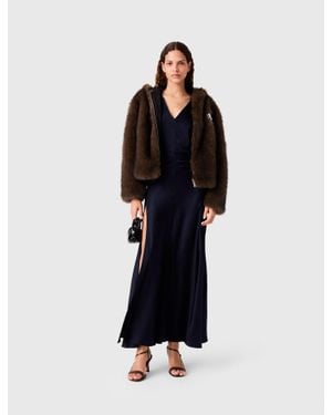 Maje Oversized Faux Fur Jacket - Black