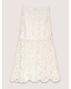 Maje Long Crochet Skirt - Natural