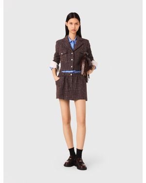Maje Short Tweed Jacket - Red