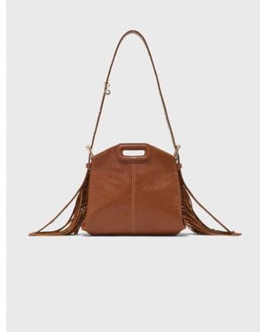 Maje Smooth Leather Mini Miss M Bag - Brown