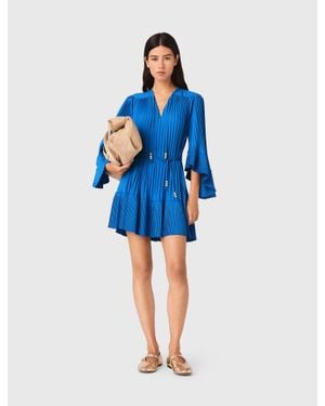 Maje Short Pleated Dress - Blue