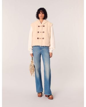Maje Dual-Material Faux Fur Jacket - Natural