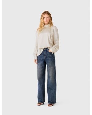 Maje Satinbluse Mit Drapiertem Rücken - Blau