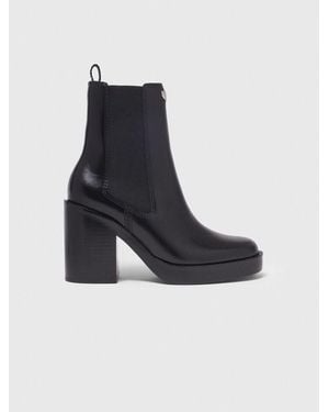 Maje Heeled Leather Chelsea Boots - Black