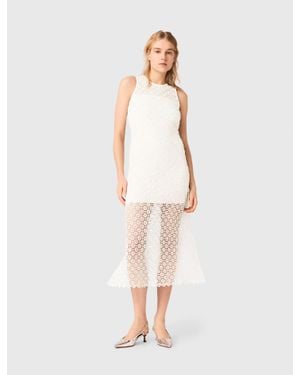 Maje Rhinestone Crochet Maxi Dress - White