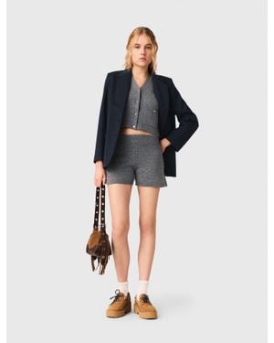 Maje Knit Shorts With Rhinestones - Black
