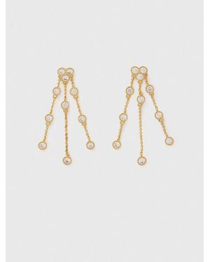 Maje Woman's Zirconium Oxide Jewellery: Gold-plated Recycled Brass Earrings For Spring/summer, One Size, In Colour Gold / Yellow - Natural