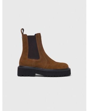 Maje Suede Chelsea Boots - White