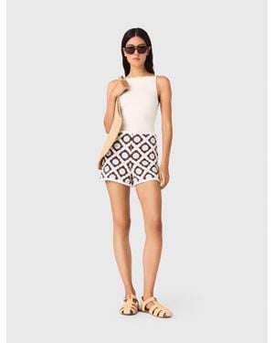 Maje Floral-Patterned Crochet Shorts - White