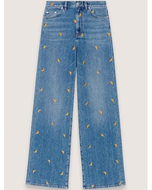 Maje Embroidered Jeans - Blue