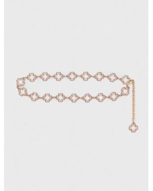 Maje Two-Tone Clover Chain Belt - Natural