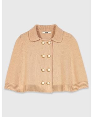 Maje Wool Blend Mini Cape - Blue