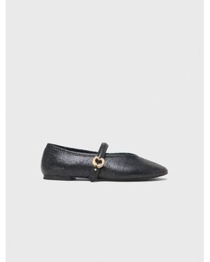 Maje Ballerines En Cuir Embossé - Blanc