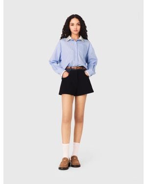 Maje Shirt With Removable Jewel Collar - Blue