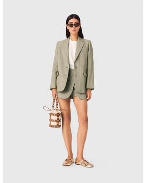 Maje Linen Blend Suit Jacket - Green