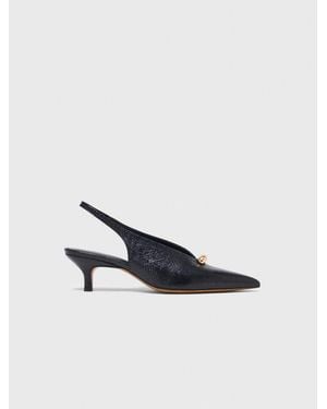 Maje Spitze Slingbacks Aus Prägeleder - Blau