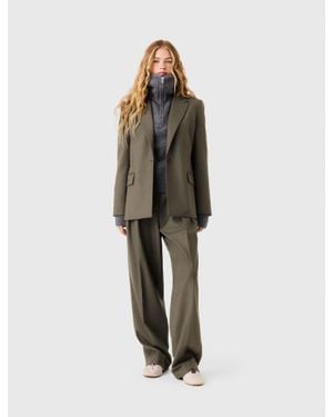 Maje Single-Breasted Suit Jacket - Green