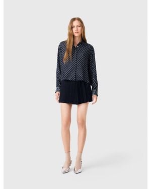 Maje Printed Shirt With Rhinestones - Blue