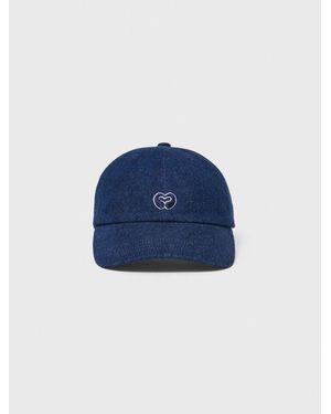 Maje Raw Denim Cap With Logo - Blue