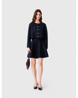 Maje Jacquard Cardigan With Sequins - Blue