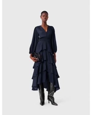Maje Ruffled Maxi Dress - Blue