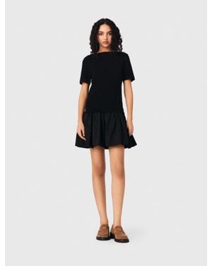 Maje Short Knit And Taffeta Dress - Black