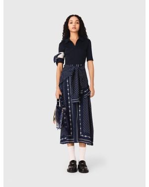Maje Patterned Mixed-Material Dress - Blue