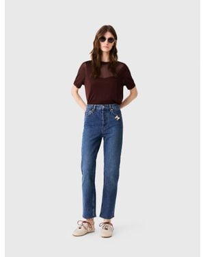 Maje Röhrenjeans Mit Brosche - Blau